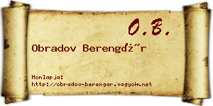 Obradov Berengár névjegykártya